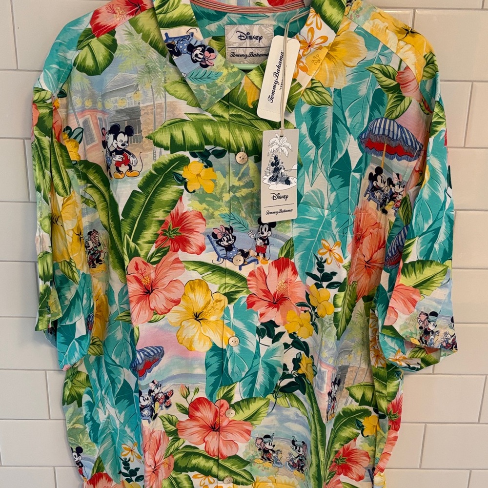 Tommy Bahama Multicolor Hawaiian Mickey Mouse Floral Button-Down Shirt